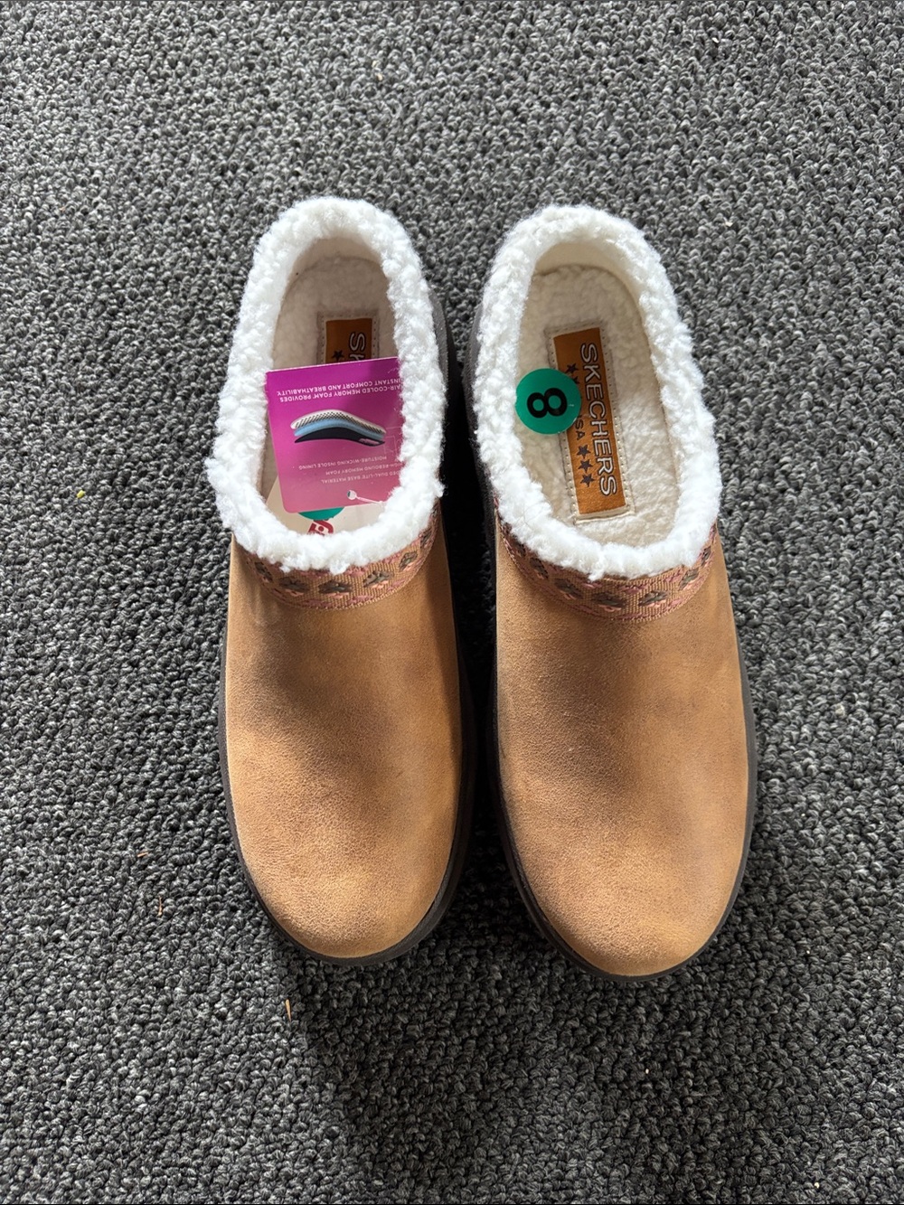 Skechers Shindig Brown Slip-On Plush-Lined Memory Foam Clogs